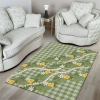 Aloha Puakenikeni Anthurium Pikake Lei Area Rug Green Hawaiian Palaka Pattern LT9 - Polynesian Pride