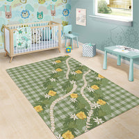 Aloha Puakenikeni Anthurium Pikake Lei Area Rug Green Hawaiian Palaka Pattern LT9 - Polynesian Pride