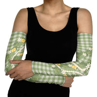 Aloha Puakenikeni Anthurium Pikake Lei Arm Sleeves Green Hawaiian Palaka Pattern