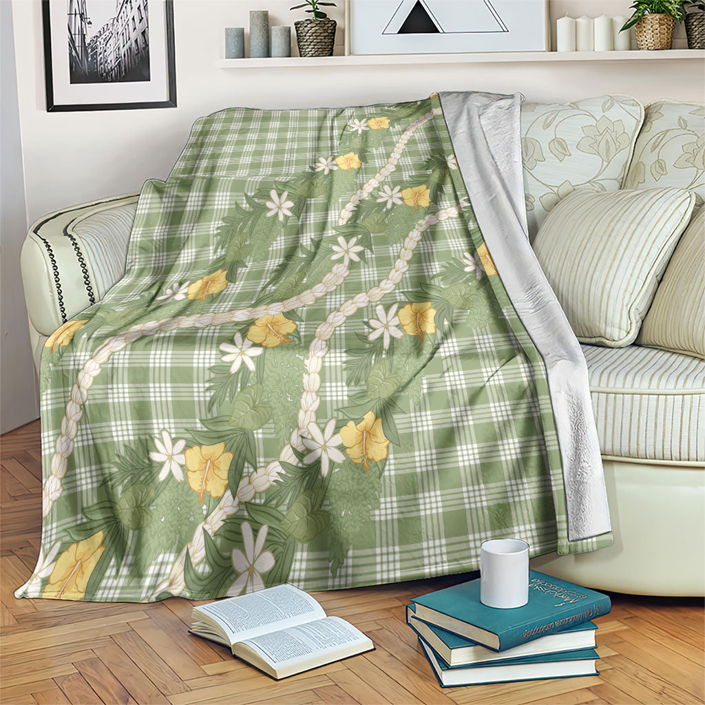 Aloha Puakenikeni Anthurium Pikake Lei Blanket Green Hawaiian Palaka Pattern LT9 Green - Polynesian Pride