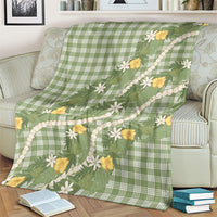 Aloha Puakenikeni Anthurium Pikake Lei Blanket Green Hawaiian Palaka Pattern