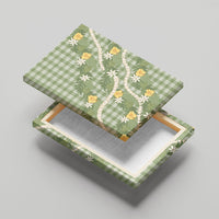 Aloha Puakenikeni Anthurium Pikake Lei Canvas Wall Art Green Hawaiian Palaka Pattern LT9 - Polynesian Pride