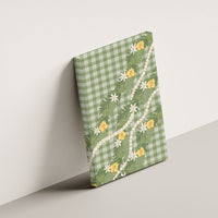 Aloha Puakenikeni Anthurium Pikake Lei Canvas Wall Art Green Hawaiian Palaka Pattern LT9 - Polynesian Pride