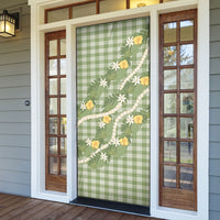 Aloha Puakenikeni Anthurium Pikake Lei Door Cover Green Hawaiian Palaka Pattern