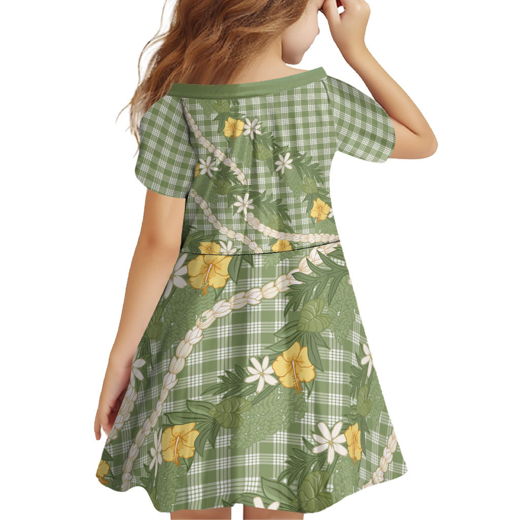 Aloha Puakenikeni Anthurium Pikake Lei Family Matching Mermaid Dress and Hawaiian Shirt Green Hawaiian Palaka Pattern