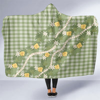 Aloha Puakenikeni Anthurium Pikake Lei Hooded Blanket Green Hawaiian Palaka Pattern
