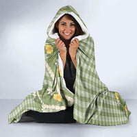 Aloha Puakenikeni Anthurium Pikake Lei Hooded Blanket Green Hawaiian Palaka Pattern