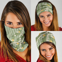 Aloha Puakenikeni Anthurium Pikake Lei Neck Gaiter Green Hawaiian Palaka Pattern LT9 - Polynesian Pride