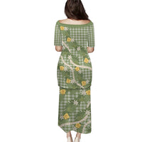 Aloha Puakenikeni Anthurium Pikake Lei Puletasi Green Hawaiian Palaka Pattern LT9 - Polynesian Pride