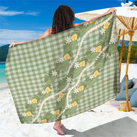 Aloha Puakenikeni Anthurium Pikake Lei Sarong Green Hawaiian Palaka Pattern