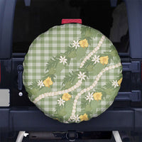 Aloha Puakenikeni Anthurium Pikake Lei Spare Tire Cover Green Hawaiian Palaka Pattern LT9 No hole Green - Polynesian Pride