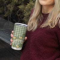 Aloha Puakenikeni Anthurium Pikake Lei Tumbler Cup Green Hawaiian Palaka Pattern