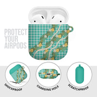 Aloha Puakenikeni Anthurium Pikake Lei AirPods Case Marine Hawaiian Palaka Pattern