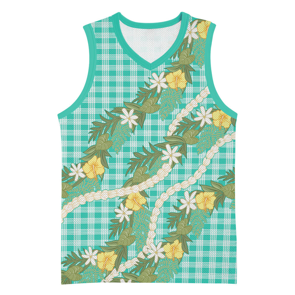 Aloha Puakenikeni Anthurium Pikake Lei Basketball Jersey Marine Hawaiian Palaka Pattern LT9 Unisex Marine - Polynesian Pride