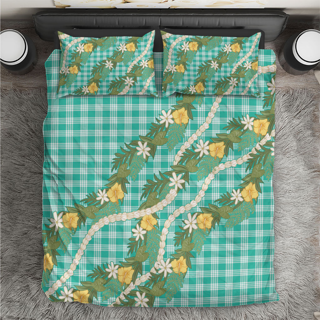 Aloha Puakenikeni Anthurium Pikake Lei Bedding Set Marine Hawaiian Palaka Pattern LT9 Marine - Polynesian Pride