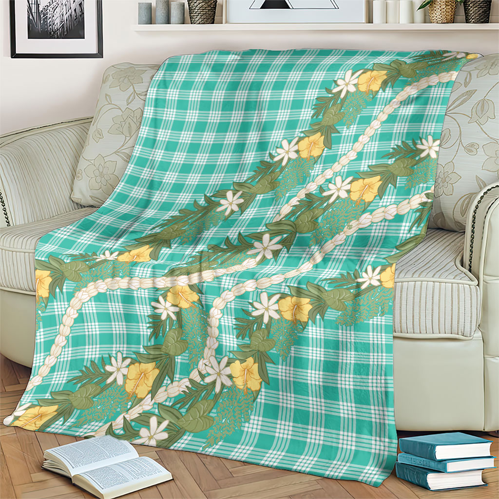 Aloha Puakenikeni Anthurium Pikake Lei Blanket Marine Hawaiian Palaka Pattern