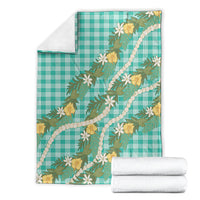 Aloha Puakenikeni Anthurium Pikake Lei Blanket Marine Hawaiian Palaka Pattern