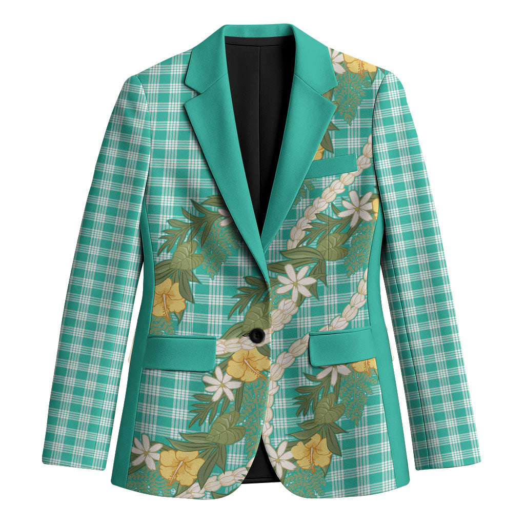 Aloha Puakenikeni Anthurium Pikake Lei Blazer Marine Hawaiian Palaka Pattern LT9 Unisex Marine - Polynesian Pride