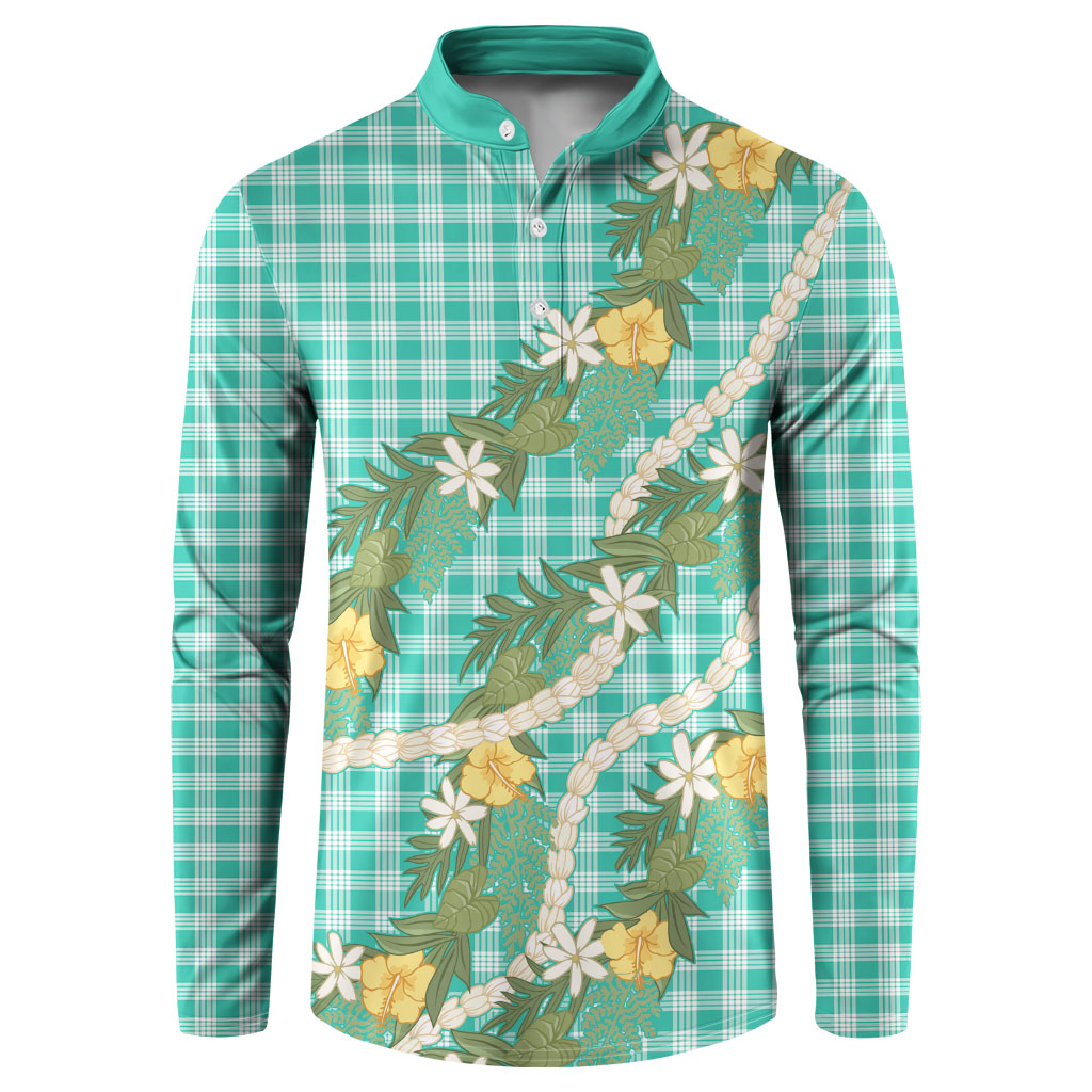 Aloha Puakenikeni Anthurium Pikake Lei Button Sweatshirt Marine Hawaiian Palaka Pattern LT9 Marine - Polynesian Pride