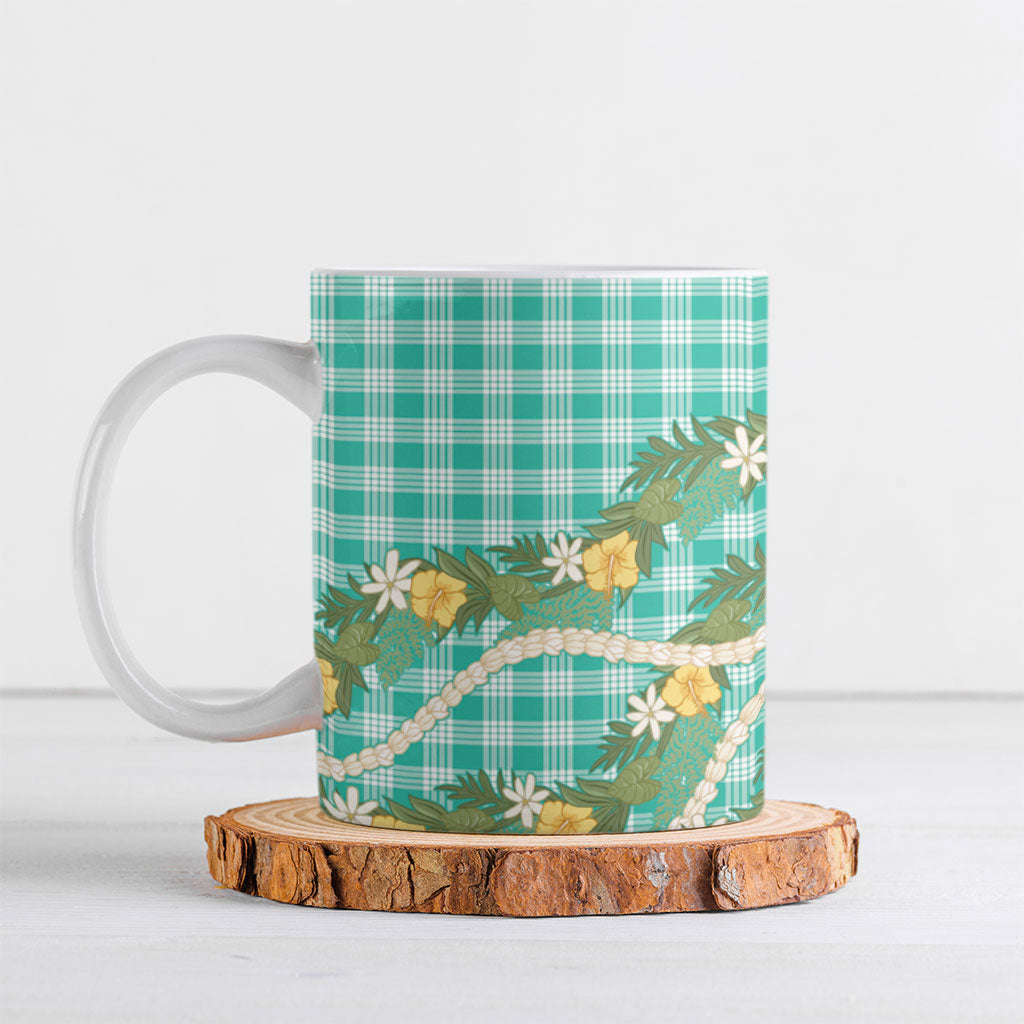 Aloha Puakenikeni Anthurium Pikake Lei Ceramic Mug Marine Hawaiian Palaka Pattern LT9 Marine - Polynesian Pride