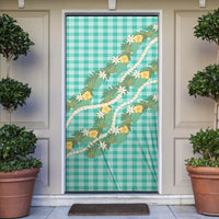 Aloha Puakenikeni Anthurium Pikake Lei Door Cover Marine Hawaiian Palaka Pattern LT9 Marine - Polynesian Pride
