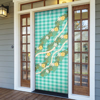 Aloha Puakenikeni Anthurium Pikake Lei Door Cover Marine Hawaiian Palaka Pattern LT9 - Polynesian Pride