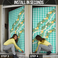 Aloha Puakenikeni Anthurium Pikake Lei Door Cover Marine Hawaiian Palaka Pattern LT9 - Polynesian Pride