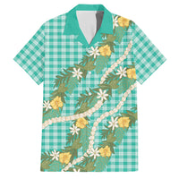 Aloha Puakenikeni Anthurium Pikake Lei Family Matching Off The Shoulder Long Sleeve Dress and Hawaiian Shirt Marine Hawaiian Palaka Pattern
