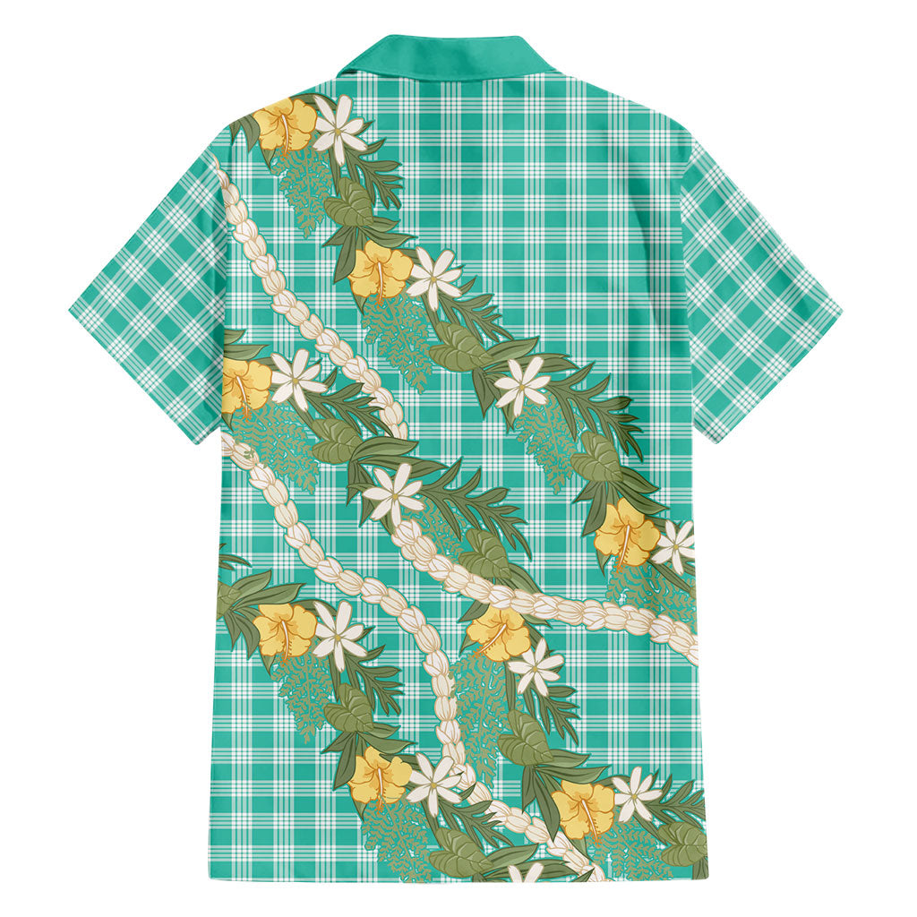 Aloha Puakenikeni Anthurium Pikake Lei Family Matching Short Sleeve Bodycon Dress and Hawaiian Shirt Marine Hawaiian Palaka Pattern