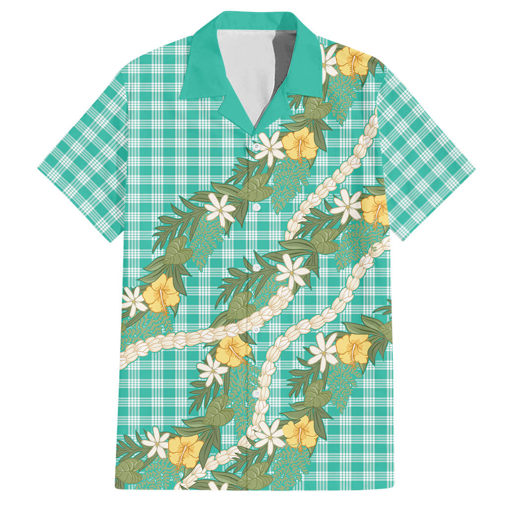Aloha Puakenikeni Anthurium Pikake Lei Hawaiian Shirt Marine Hawaiian Palaka Pattern LT9 Marine - Polynesian Pride