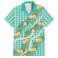 Aloha Puakenikeni Anthurium Pikake Lei Hawaiian Shirt Marine Hawaiian Palaka Pattern