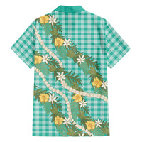 Aloha Puakenikeni Anthurium Pikake Lei Hawaiian Shirt Marine Hawaiian Palaka Pattern