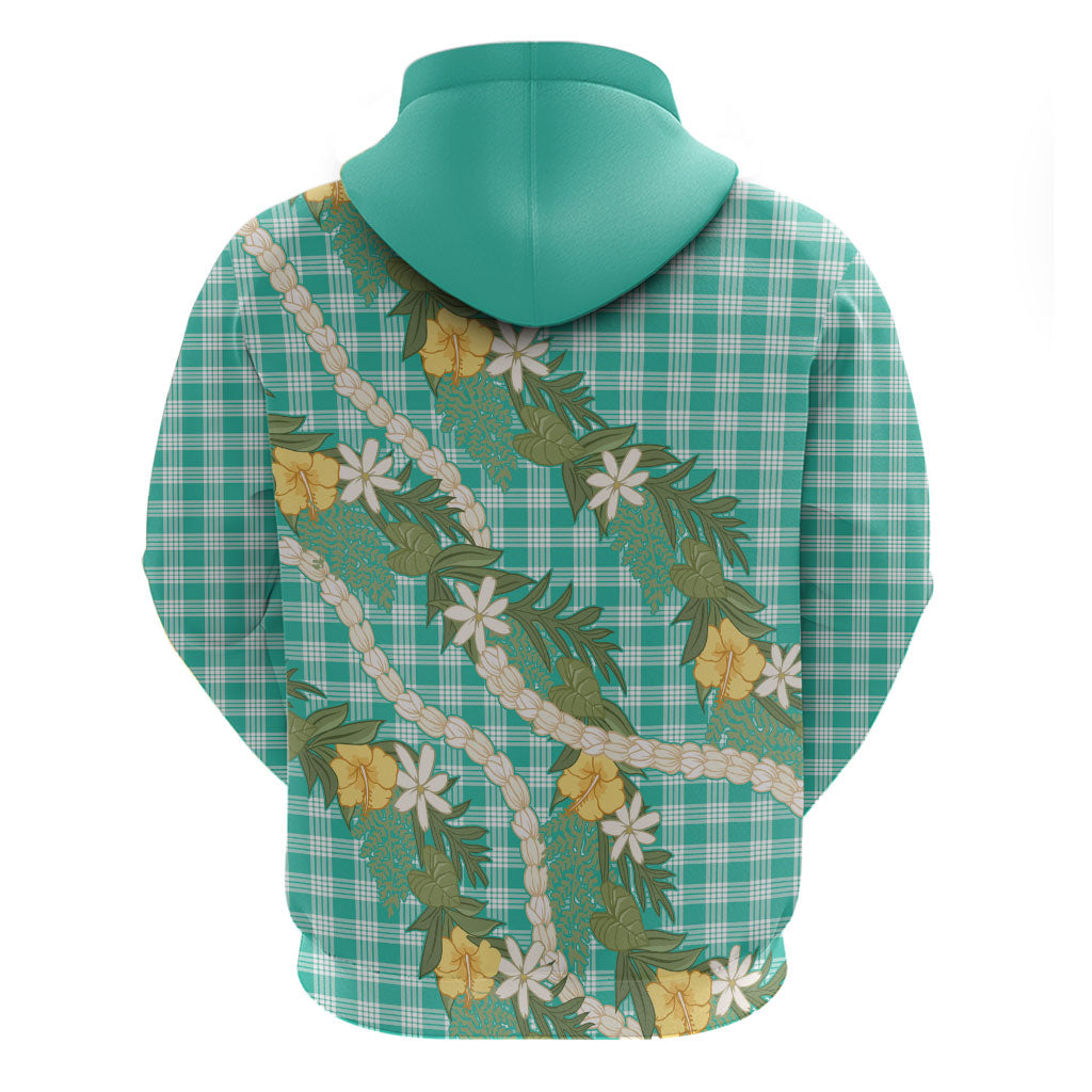 Aloha Puakenikeni Anthurium Pikake Lei Hoodie Marine Hawaiian Palaka Pattern