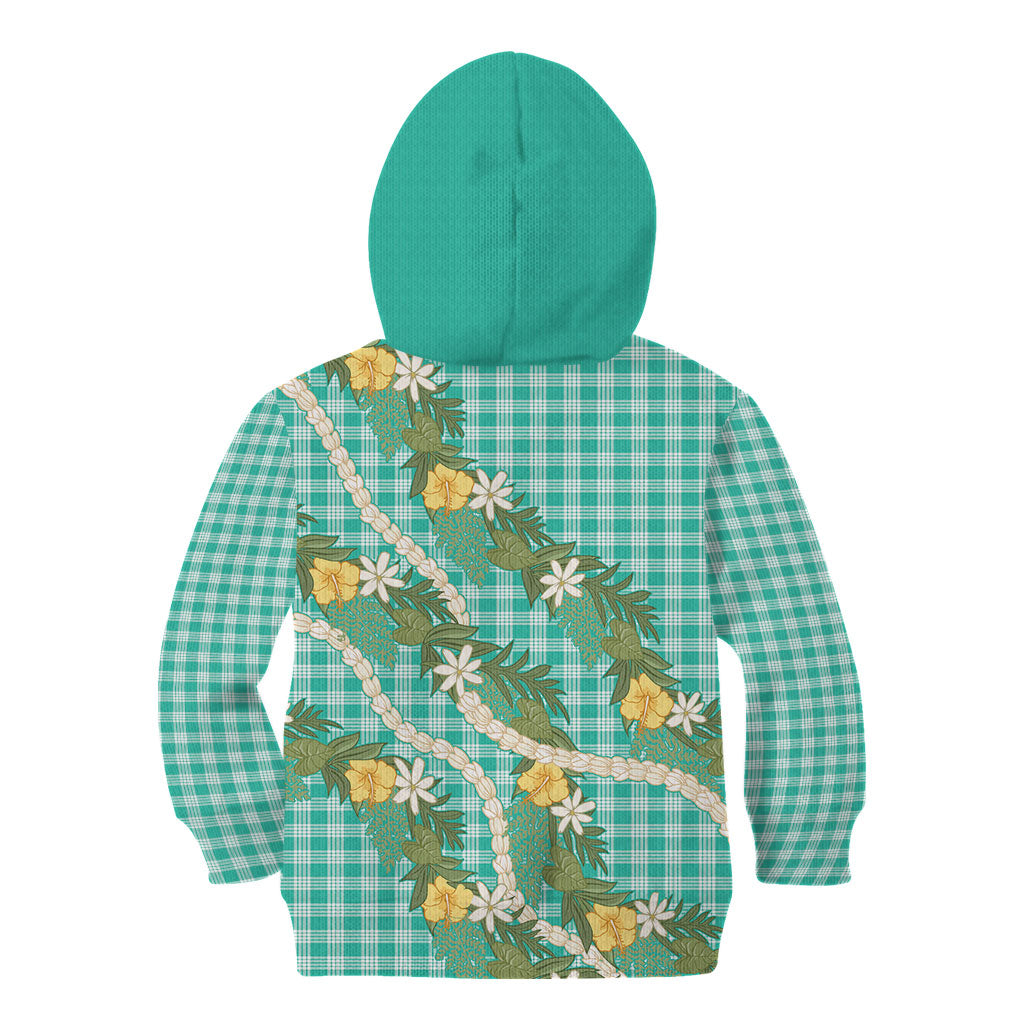 Aloha Puakenikeni Anthurium Pikake Lei Kid Hoodie Marine Hawaiian Palaka Pattern