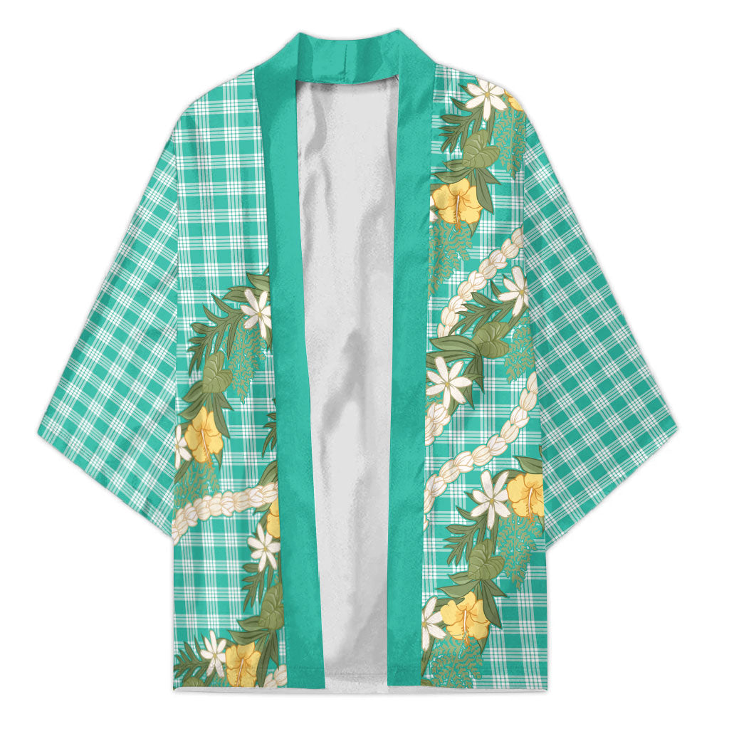 Aloha Puakenikeni Anthurium Pikake Lei Kimono Marine Hawaiian Palaka Pattern LT9 Unisex Marine - Polynesian Pride