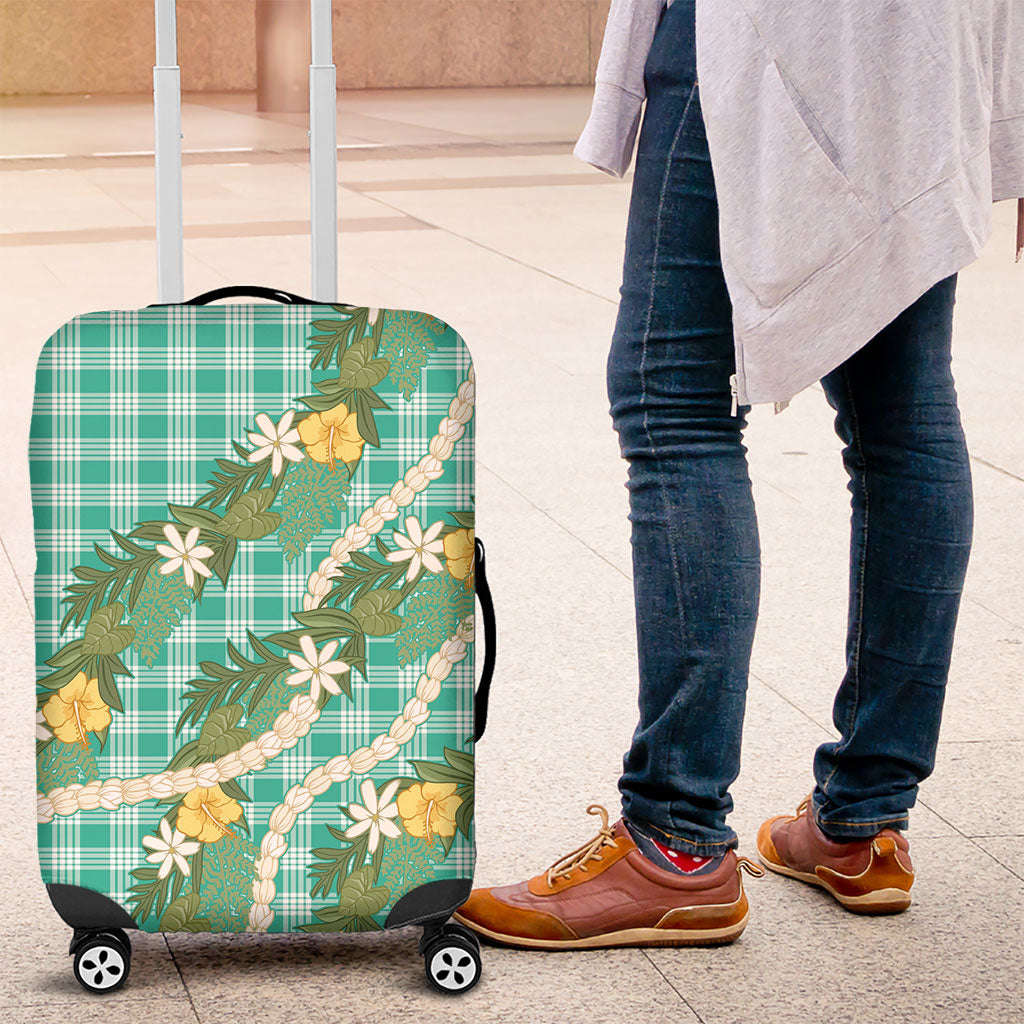 Aloha Puakenikeni Anthurium Pikake Lei Luggage Cover Marine Hawaiian Palaka Pattern LT9 Marine - Polynesian Pride