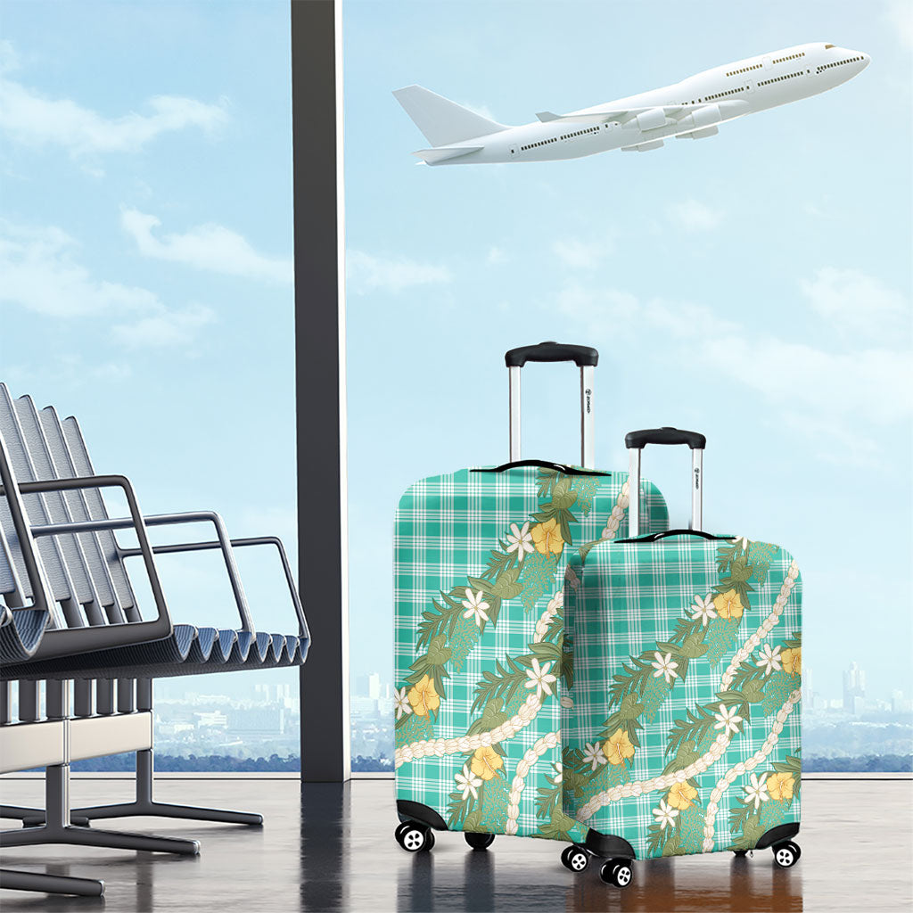 Aloha Puakenikeni Anthurium Pikake Lei Luggage Cover Marine Hawaiian Palaka Pattern LT9 - Polynesian Pride