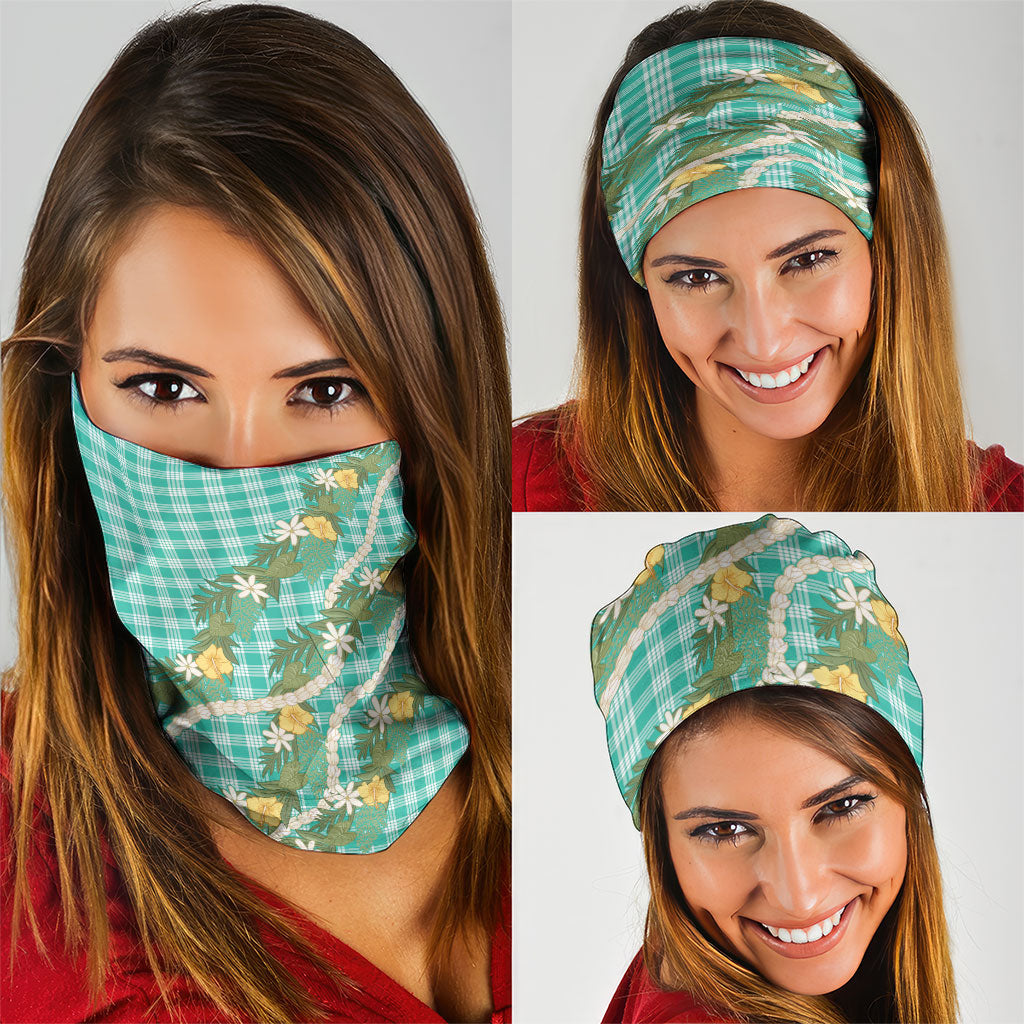 Aloha Puakenikeni Anthurium Pikake Lei Neck Gaiter Marine Hawaiian Palaka Pattern LT9 - Polynesian Pride