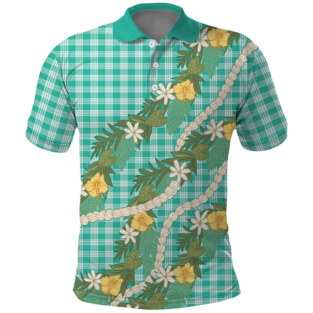 Aloha Puakenikeni Anthurium Pikake Lei Polo Shirt Marine Hawaiian Palaka Pattern LT9 Marine - Polynesian Pride