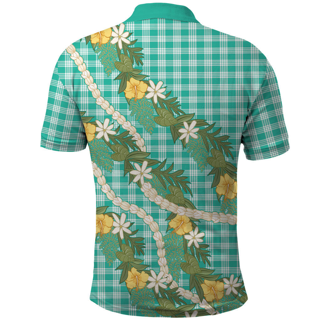 Aloha Puakenikeni Anthurium Pikake Lei Polo Shirt Marine Hawaiian Palaka Pattern