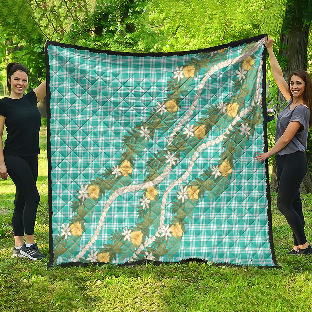 Aloha Puakenikeni Anthurium Pikake Lei Quilt Marine Hawaiian Palaka Pattern LT9 - Polynesian Pride