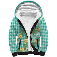 Aloha Puakenikeni Anthurium Pikake Lei Sherpa Hoodie Marine Hawaiian Palaka Pattern LT9 Unisex Marine - Polynesian Pride