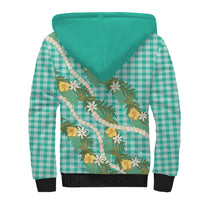 Aloha Puakenikeni Anthurium Pikake Lei Sherpa Hoodie Marine Hawaiian Palaka Pattern LT9 - Polynesian Pride