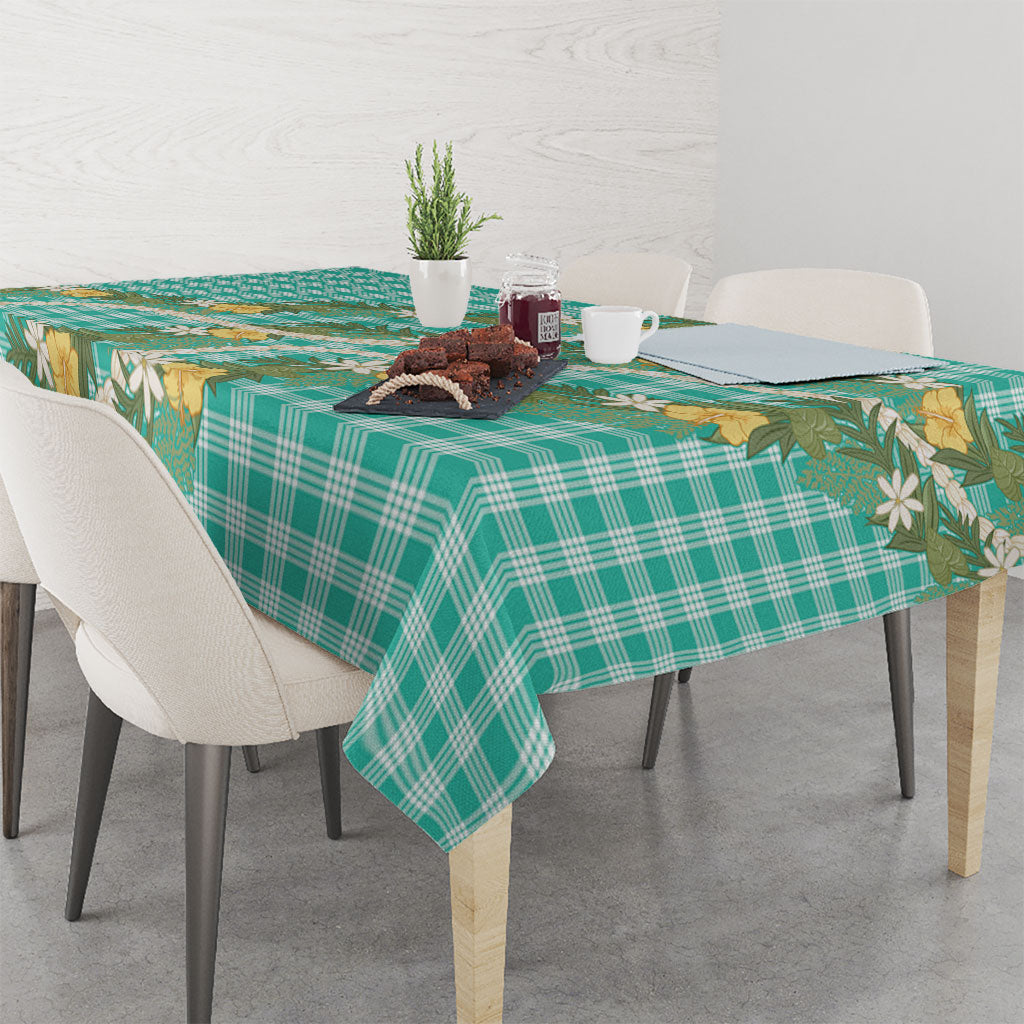 Aloha Puakenikeni Anthurium Pikake Lei Tablecloth Marine Hawaiian Palaka Pattern