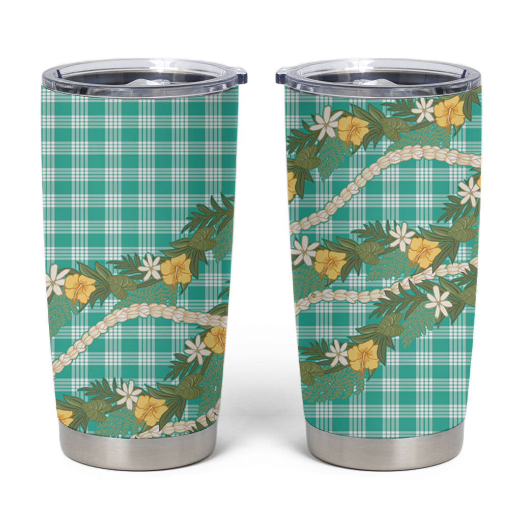 Aloha Puakenikeni Anthurium Pikake Lei Tumbler Cup Marine Hawaiian Palaka Pattern LT9 Marine - Polynesian Pride
