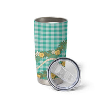 Aloha Puakenikeni Anthurium Pikake Lei Tumbler Cup Marine Hawaiian Palaka Pattern