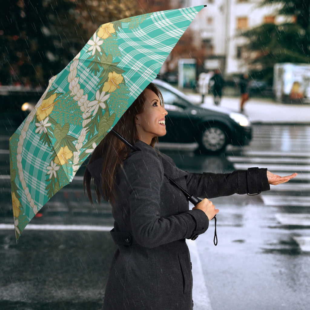Aloha Puakenikeni Anthurium Pikake Lei Umbrella Marine Hawaiian Palaka Pattern LT9 - Polynesian Pride