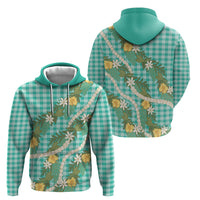 Aloha Puakenikeni Anthurium Pikake Lei Zip Hoodie Marine Hawaiian Palaka Pattern