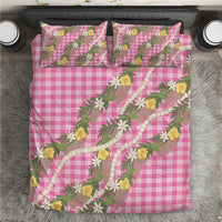 Aloha Puakenikeni Anthurium Pikake Lei Bedding Set Tropical Pink Hawaiian Palaka Pattern