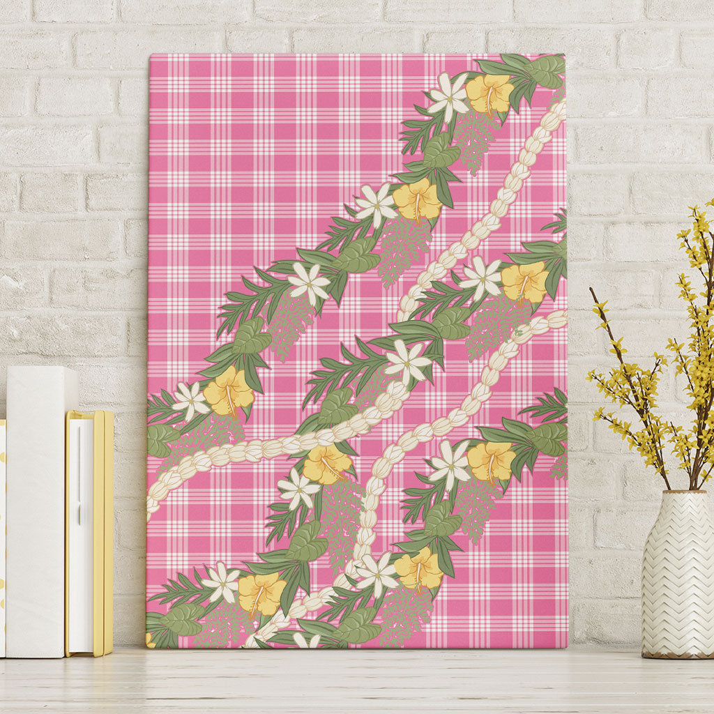 Aloha Puakenikeni Anthurium Pikake Lei Canvas Wall Art Tropical Pink Hawaiian Palaka Pattern LT9 Without Frame Pink - Polynesian Pride
